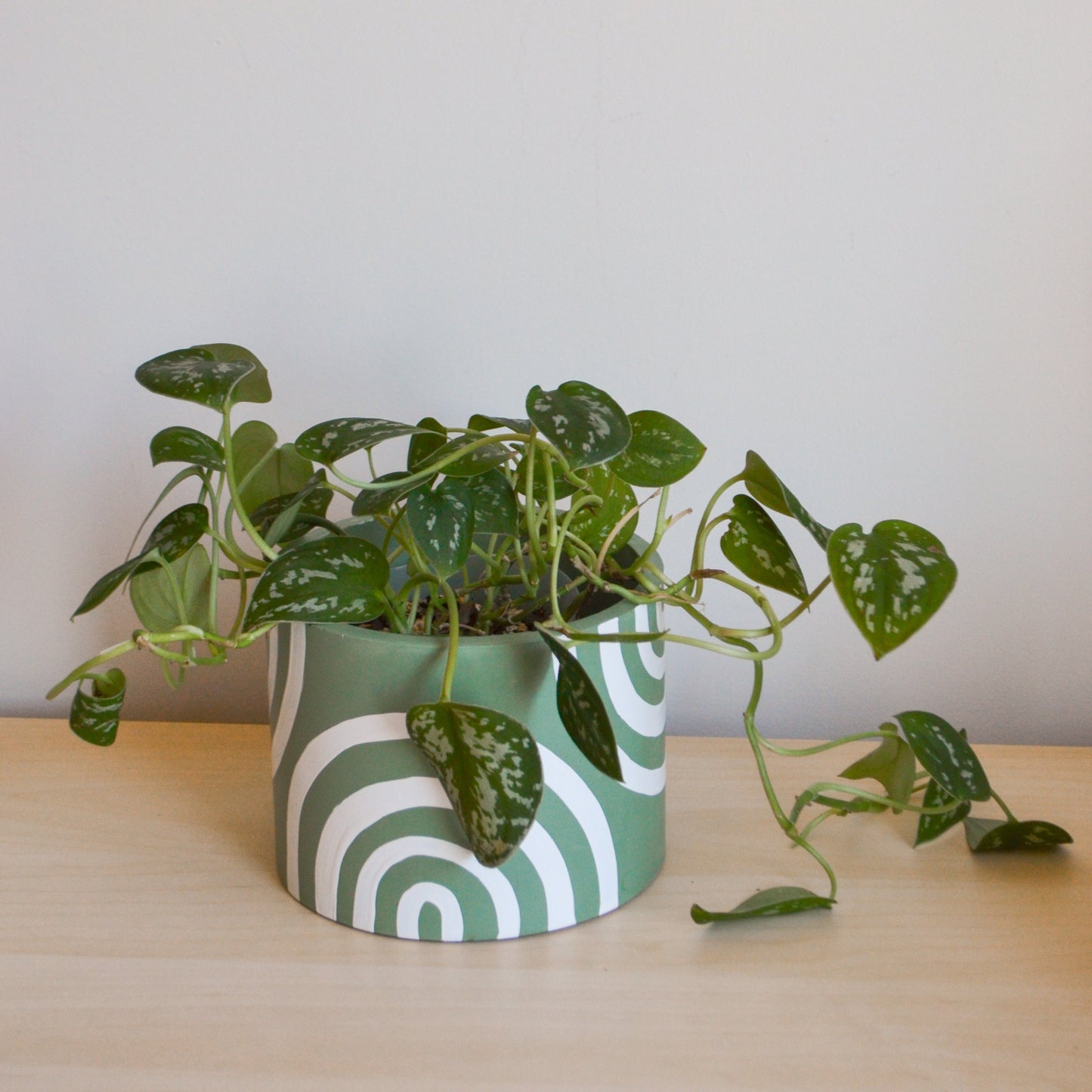 Hand-painted Mint Green Rainbow Planter