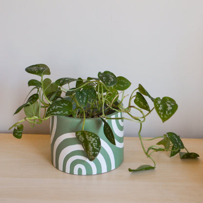 Hand-painted Mint Green Rainbow Planter
