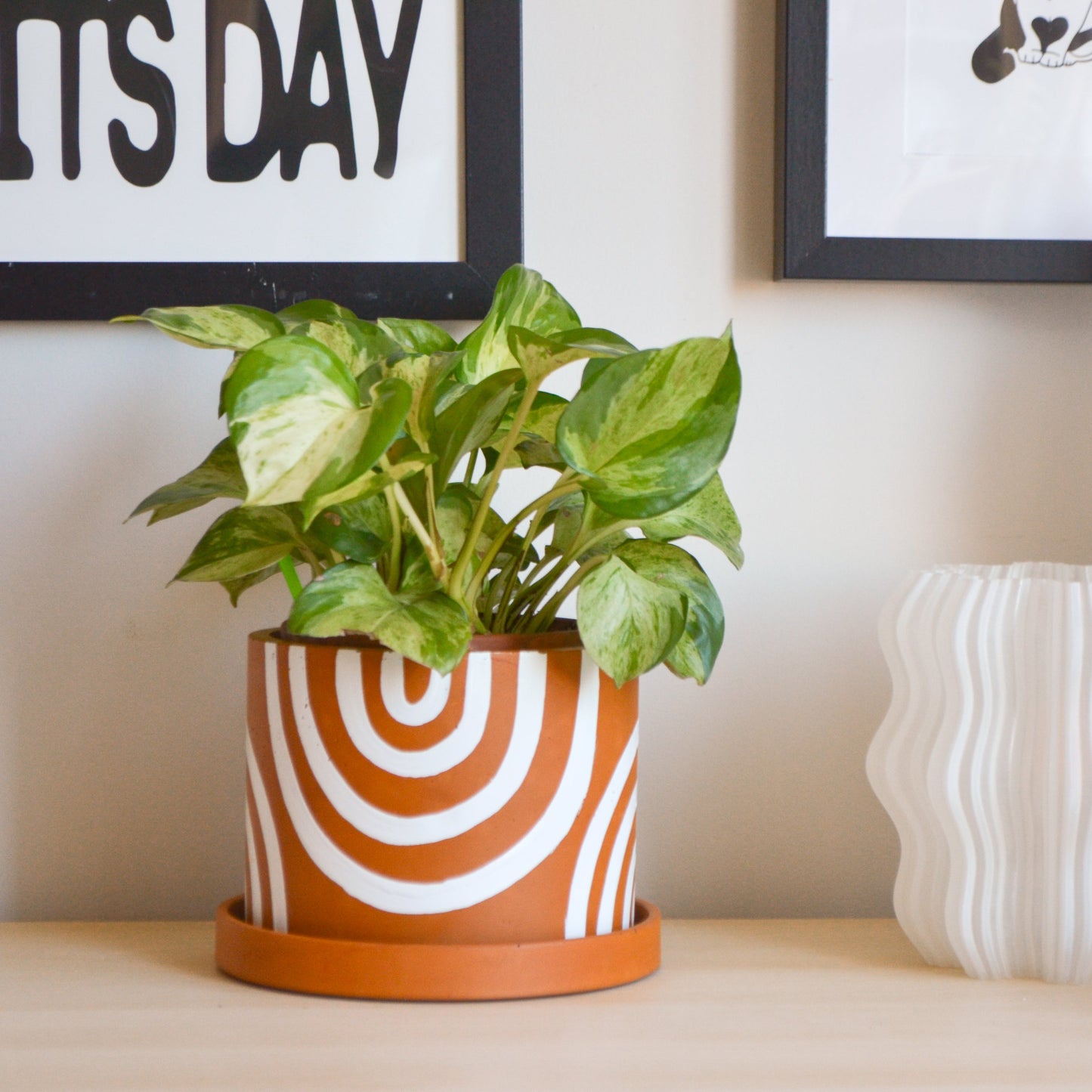 Hand-painted Terracotta Rainbow Planter