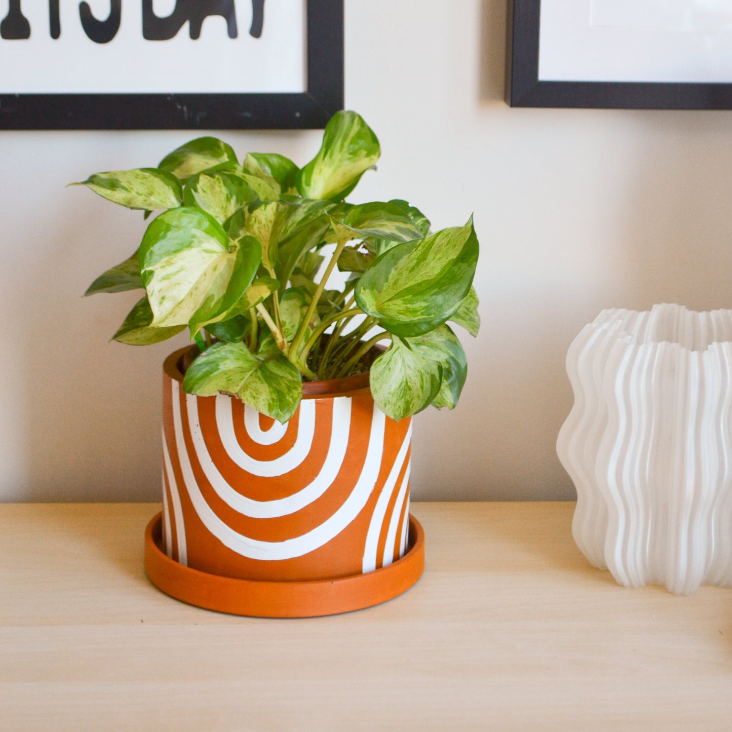 Hand-painted Terracotta Rainbow Planter